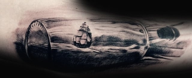 Ship In A Bottle Tattoo Designs For Men