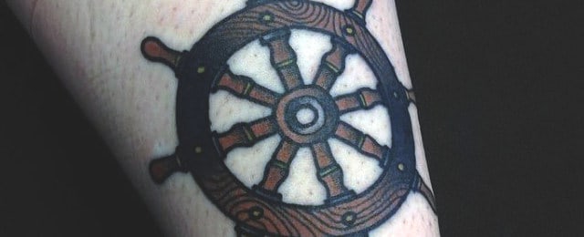 Ship Wheel Tattoo Designs For Men