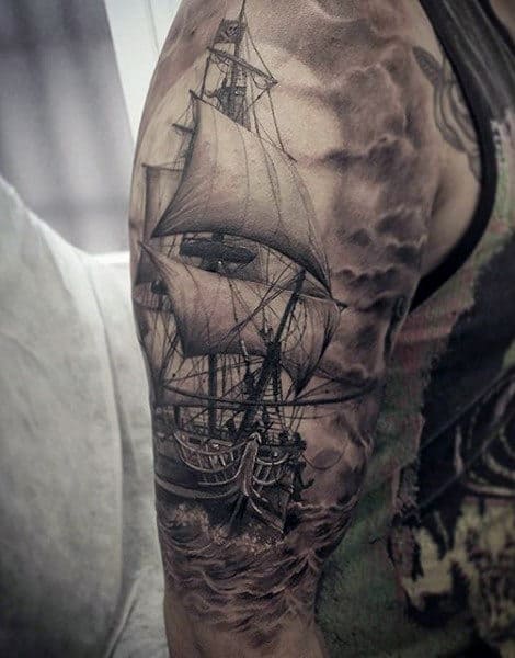 Ships Wheel Tattoo For Men