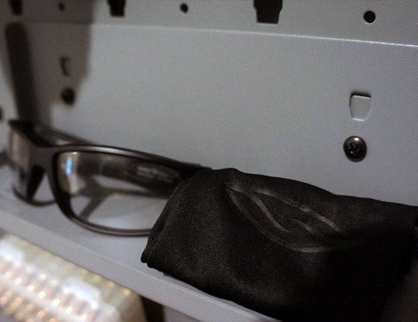 shooting glasses shelf organized gun room