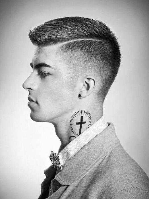 Short Length Mens Hard Part Hair With Low Fade