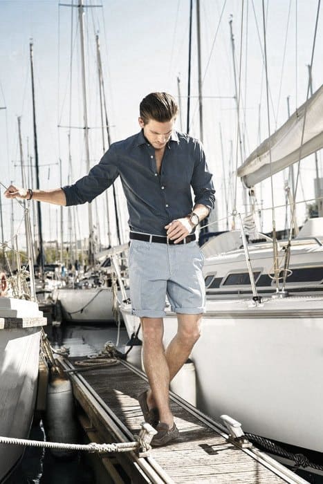 Shorts With Navy Dress Shirt Mens Style Ideas How To Wear Boat Shoes Outfits