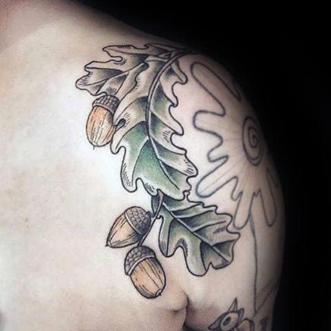 Shoulder Acorn Tattoo Designs For Men
