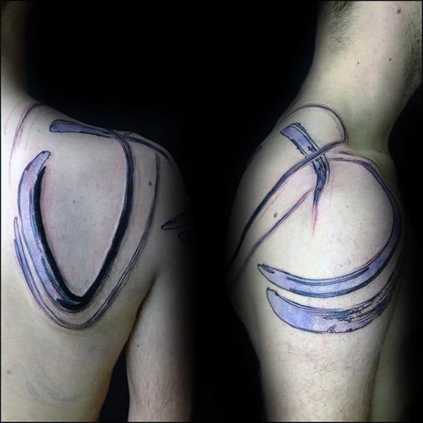 Shoulder And Upper Arm Brush Stroke Male Tattoos