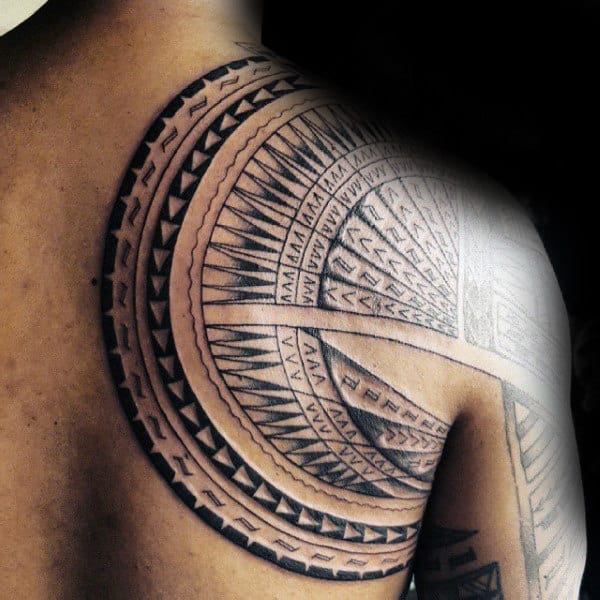 Shoulder Blade Male Samoan Tribal Tattoos