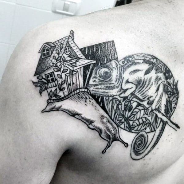 Shoulder Blade Snail Tattoos Men