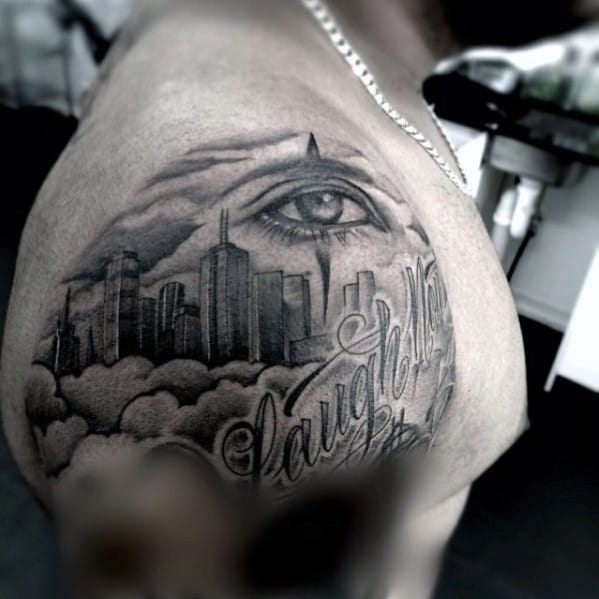 Shoulder Cap Guys Skyline Tattoos