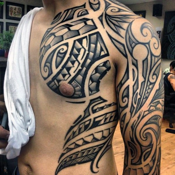 Shoulder Chest Tribal Guys Tattoos