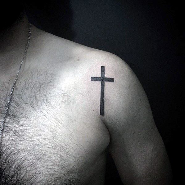 Shoulder Cool Simple Cross Guys Tattoos
