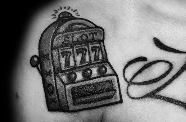 Shoulder Dotwork Male Slot Machine Tattoo Ideas