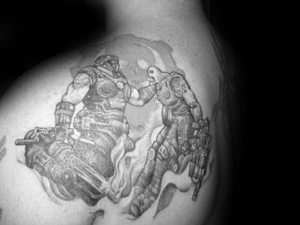 Shoulder Gears Of War Battlle Tattoos For Guys
