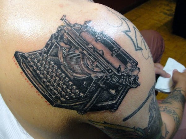 Shoulder Guys Typewriter Tattoo