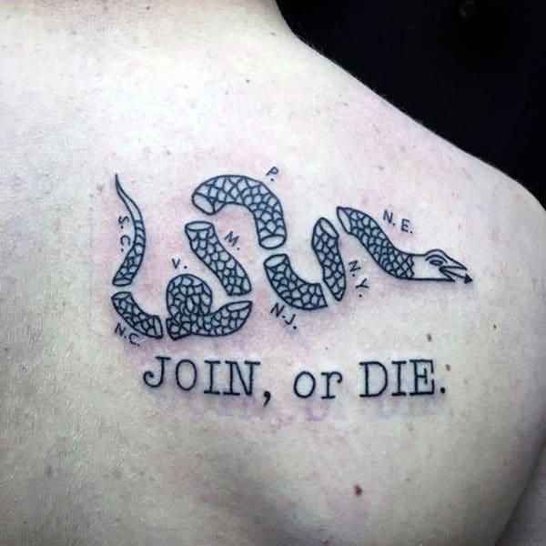 Shoulder Join Or Die Mens Tatotos