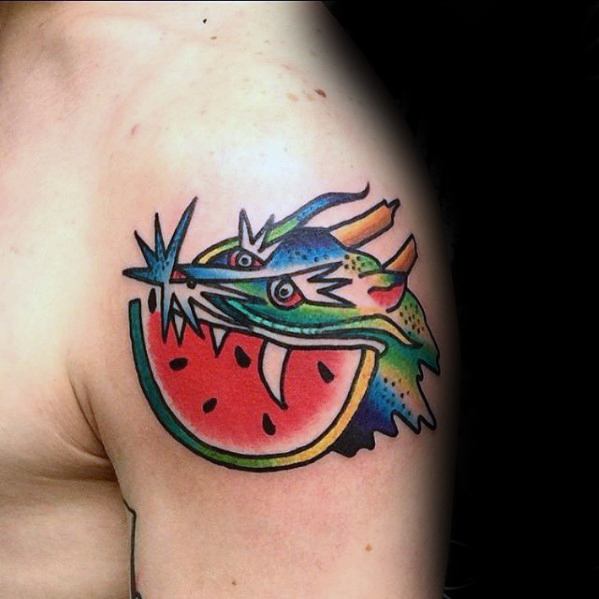Shoulder Male Cool Watermelon Dragon Tattoo Ideas