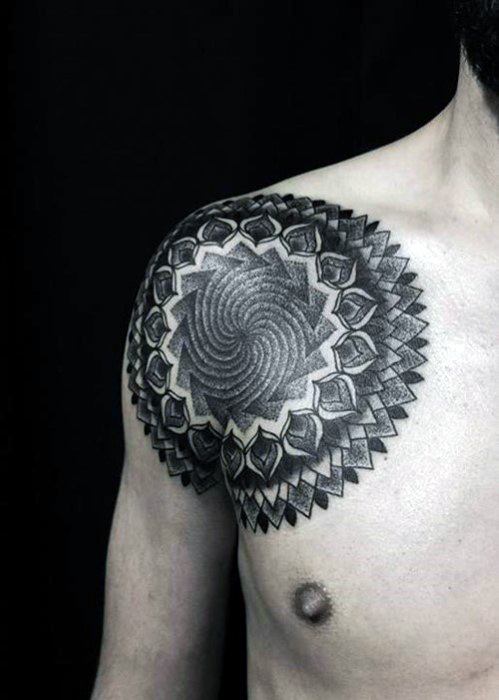 Shoulder Mandala Tattoos For Gentlemen