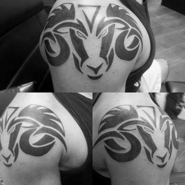 Shoulder Mens Aries Tribal Tattoo