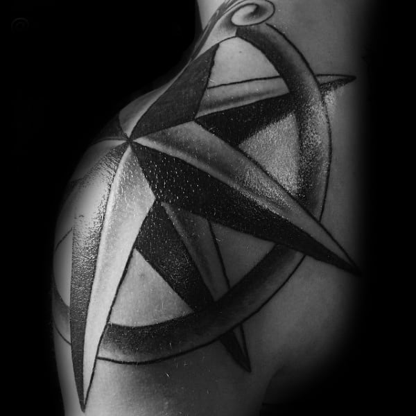 Shoulder Nautical Star Male Tattoo