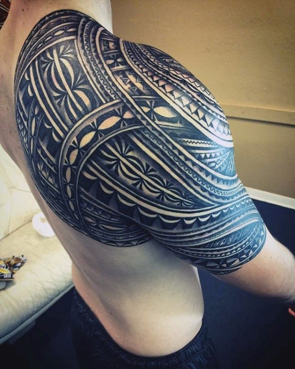 Shoulder Quarter Sleeve Male Samoan Tribal Tattoos