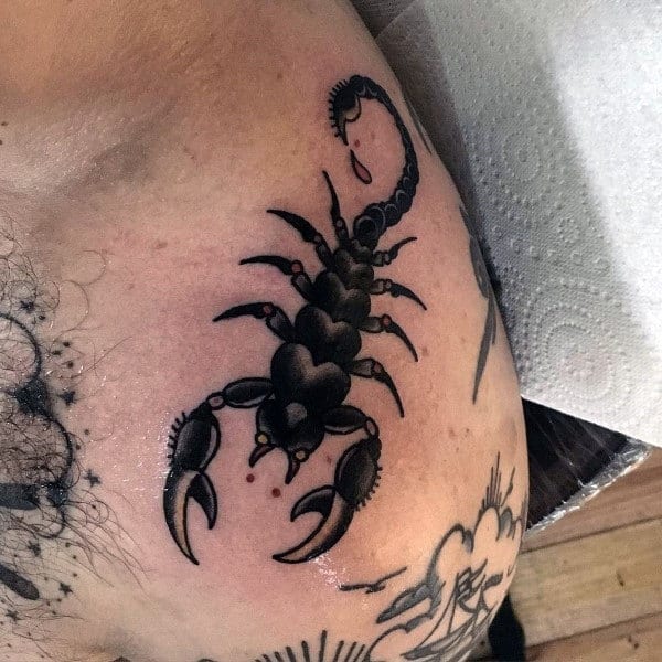 Shoulder Scorpio Mens Old School Tattoo Ideas