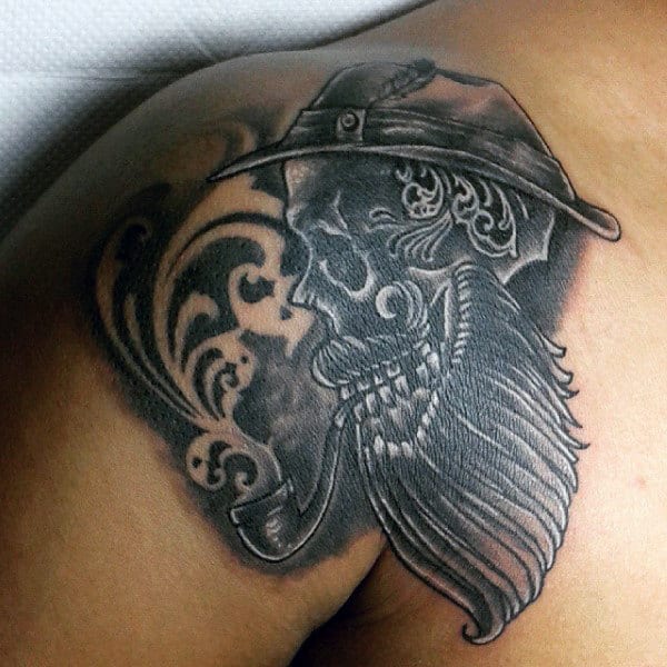 Shoulder Smoke And Skulls Tattoos For Guys