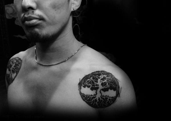 Shoulders Mens Tree Of Life Tattoos