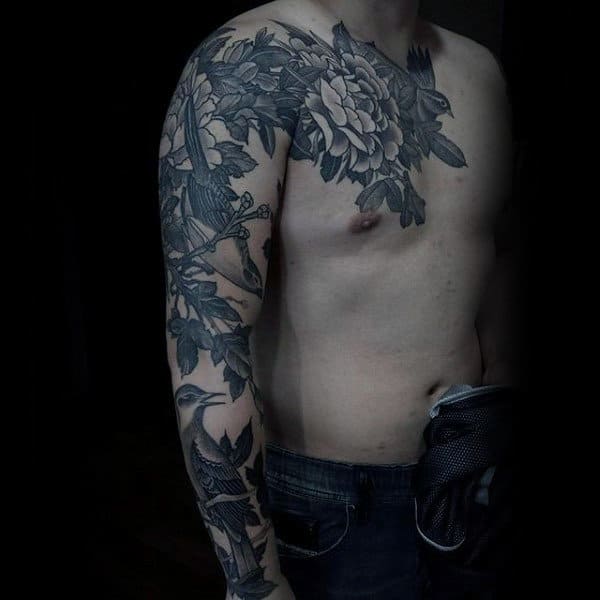 Sick Floral Tattoo Male Sleeves