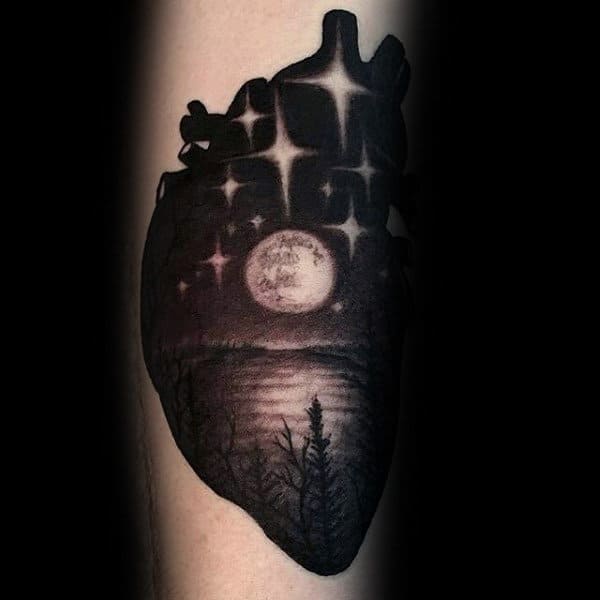 Sick Tattoo Dark Full Moon Night Mans Forearms