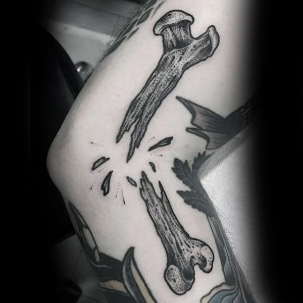 Sick Tattoo Of Broken Bones Male Legs