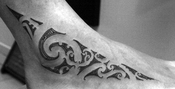 Side Of Foot And Ankle Mens Tribal Tattoos