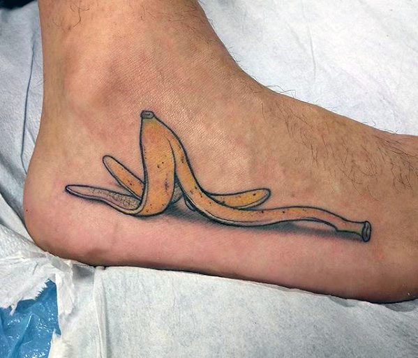 Side Of Foot Banana Peel Tattoos For Males