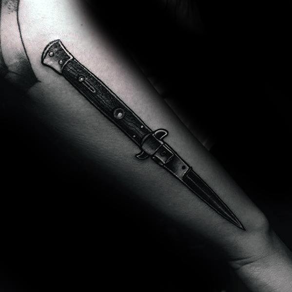 Side Of Forearm Cool Male Switchblade Tattoo Designs