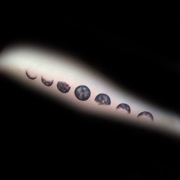 Side Of Forearm Moon Phases Male Tattoo Designs
