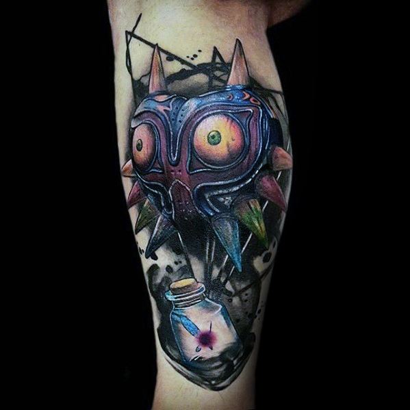 Side Of Leg 3d Guys Majoras Mask The Legend Of Zelda Tattoos