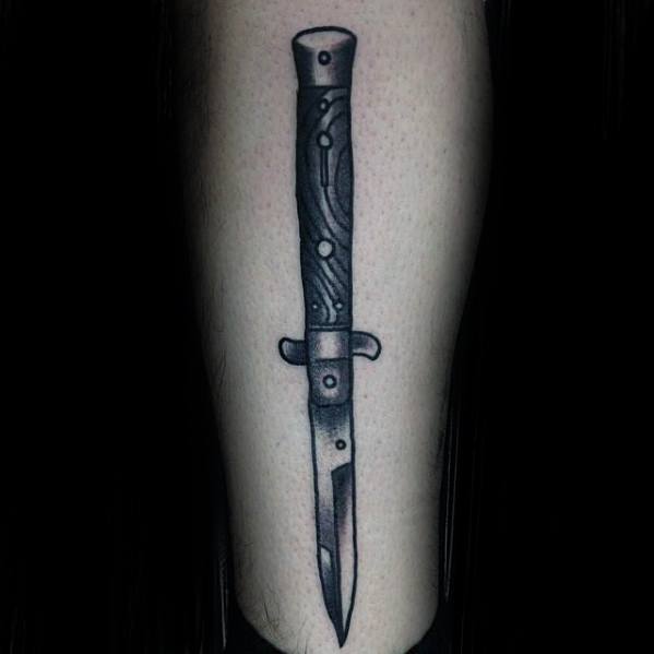 Side Of Leg Artistic Male Switchblade Tattoo Ideas