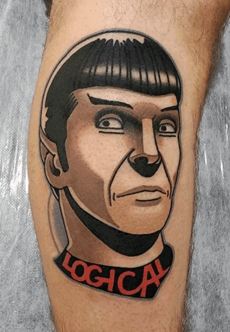 Side Of Leg Guys Star Trek Tattoos
