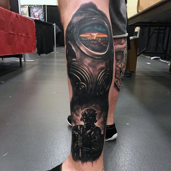 Side Of Leg Mushroom Cloud Guys Tattoo Ideas