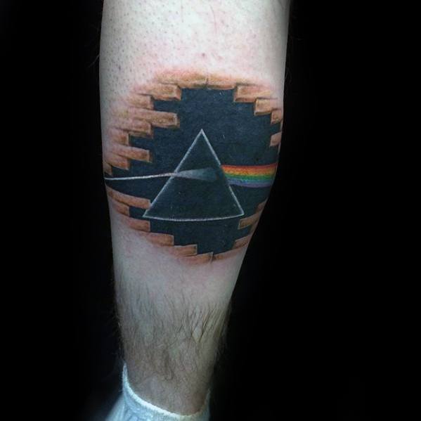 Side Of Leg Pink Floyd Tattoo Designs For Males