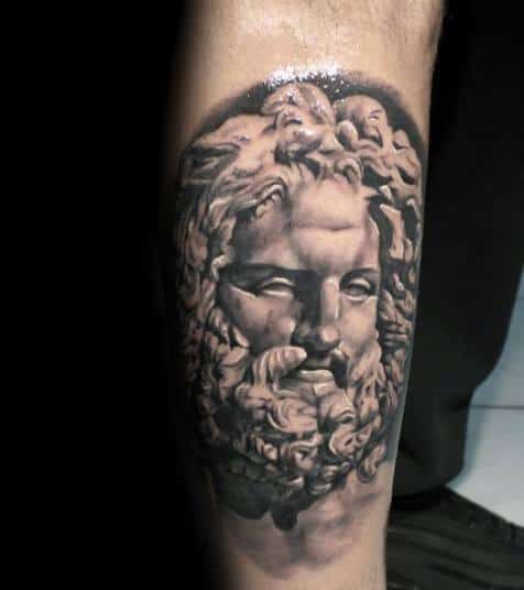 Side Of Leg Socrates Tattoo Designs For Guys