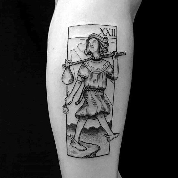 Side Of Leg Tarot Tattoo Design Ideas For Males