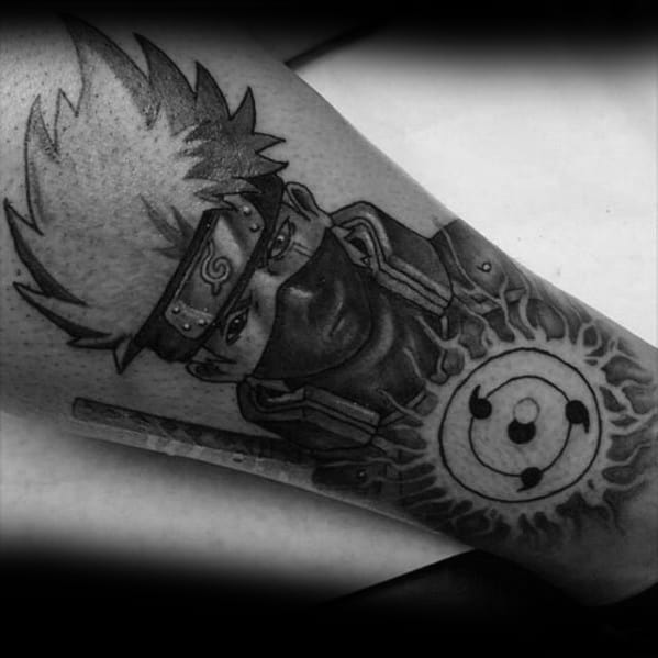 Side Of Lower Leg Male Anime Tattoo Ideas