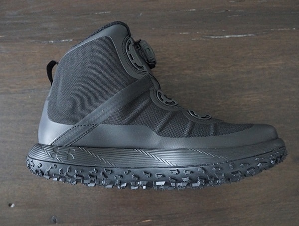 Side View Black Under Armour Fat Tire Gore Tex Boots For Men