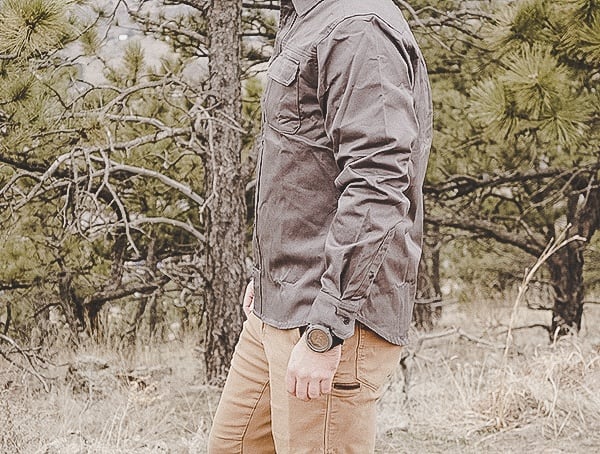 Side View Grey United By Blue Holt Work Shirt Review