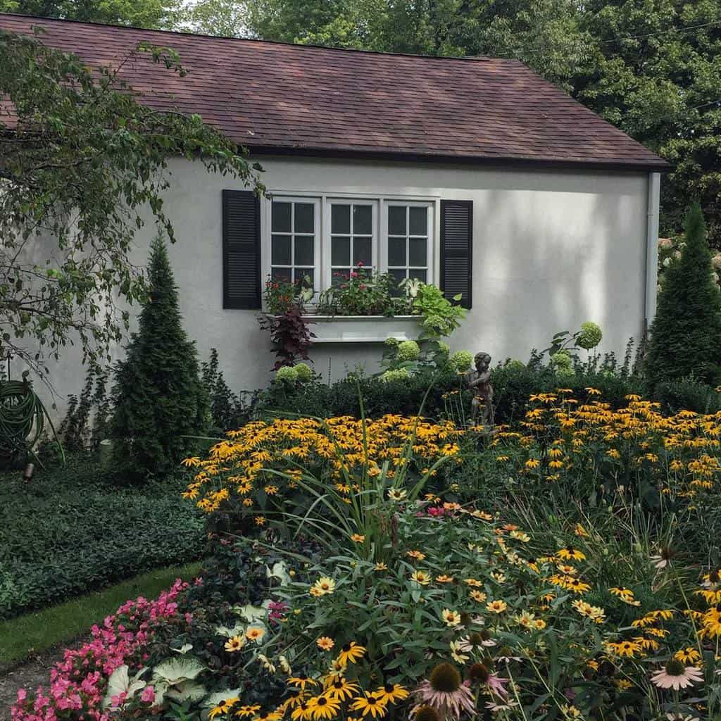 large garden with bright flowers 
