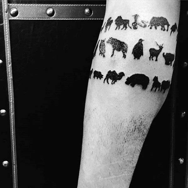 Silhouette Of Animals Mens Armband Tattoos
