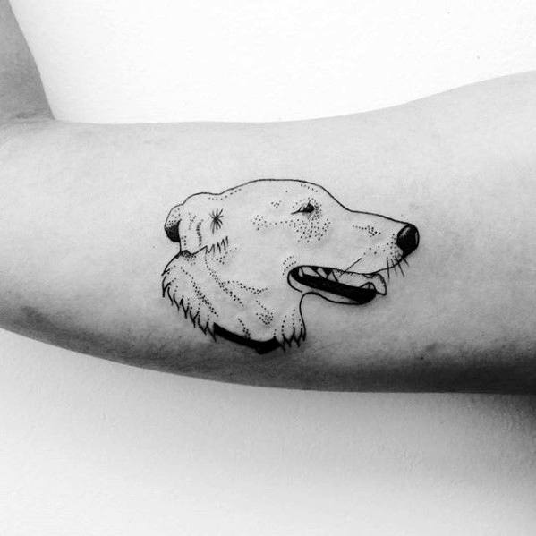 Simple Arm Dog Portrait Head Tattoo For Guys