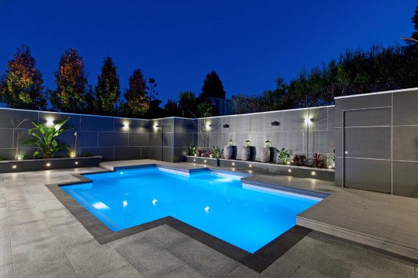 Simple Backyard Concrete In Ground Home Swimming Pools