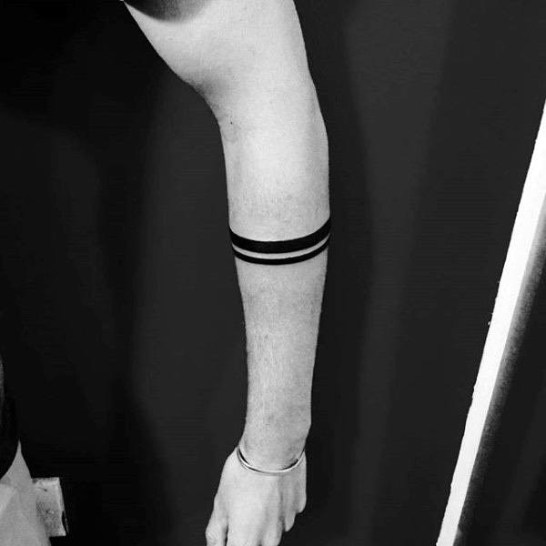 Simple Black Band Mens Forearm Tattoos