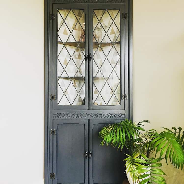 simple black corner liquor cabinet 