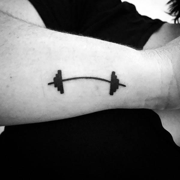 Simple Black Ink Outline Squat Rack Fitness Forearm Tattoos For Males