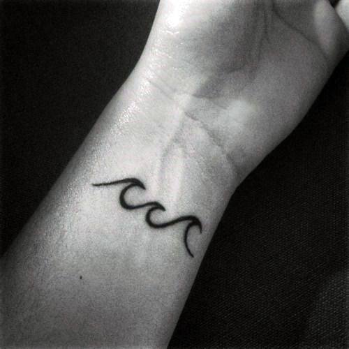 Simple Black Ink Waves Lines Mens Small Wrist Ocean Tattoos